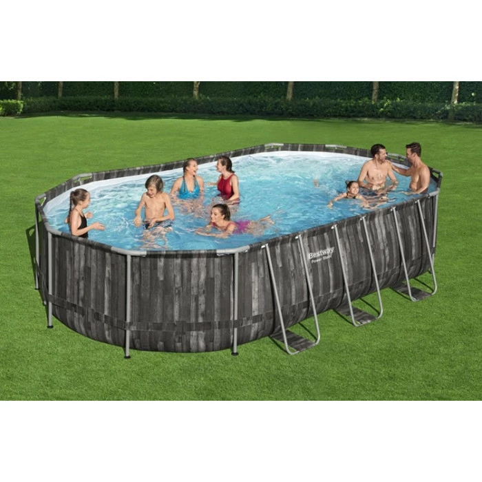 Piscine Tubulaire Ovale Bestway Power Steel™ Bois Rustique 6,10 X 3,66 X 1,22 M – Image 5