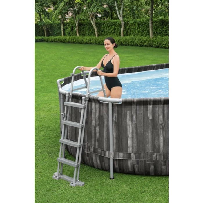 Piscine Tubulaire Ovale Bestway Power Steel™ Bois Rustique 6,10 X 3,66 X 1,22 M – Image 6