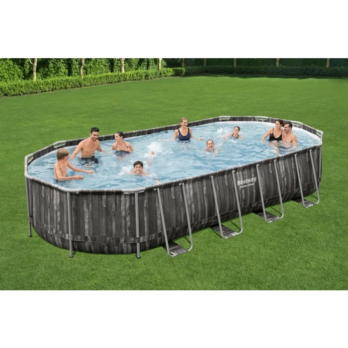 Piscine Ovale Bestway Power Steel™ Bois Rustique 7,32 X 3,66 X 1,22 M – Image 8