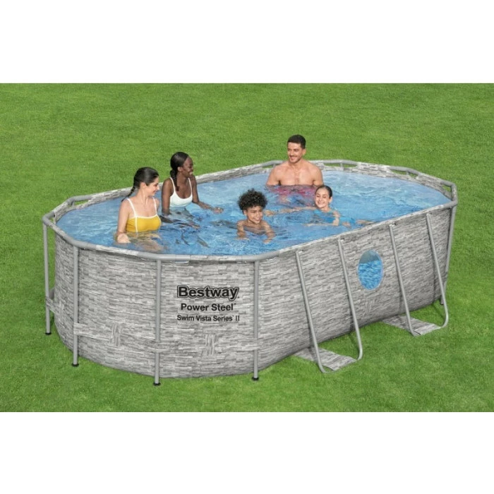 Piscine Tubulaire Ovale Bestway Power Steel Swim Vista 4,27 X 2,50 X 1 M – Image 5