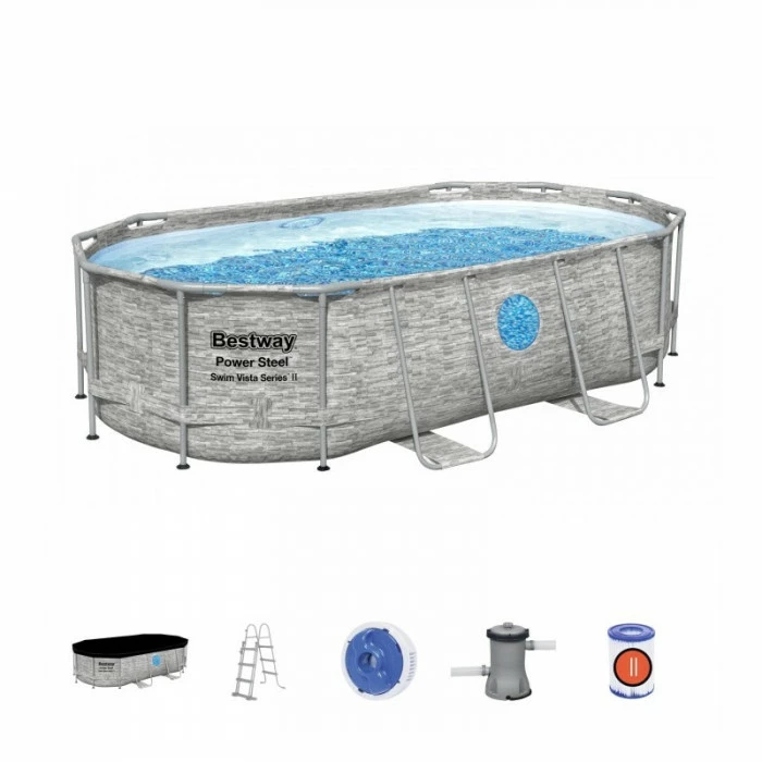 Piscine Tubulaire Ovale Bestway Power Steel Swim Vista 4,27 X 2,50 X 1 M – Image 3