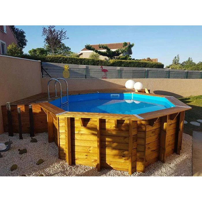 Piscine En Bois Octogonale Ubbink Océa 4,30 X 1,20 M - Liner Bleu – Image 2