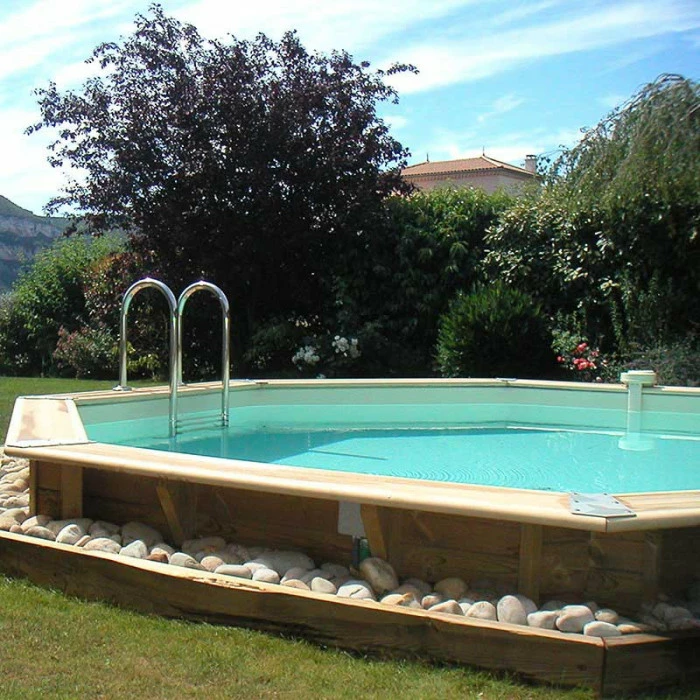 Piscine En Bois Octogonale Ubbink Océa 5,10 X 1,20 M - Liner Beige – Image 3