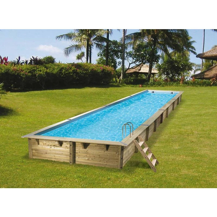 Piscine En Bois Rectangulaire Ubbink Linéa 15,50 X 3,50 X 1,55 M - Liner Bleu – Image 2