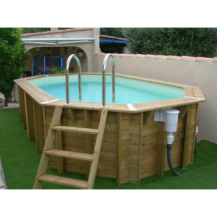 Piscine En Bois Octogonale Ubbink Océa 5,50 X 3,55 X 1,20 M - Liner Beige – Image 6