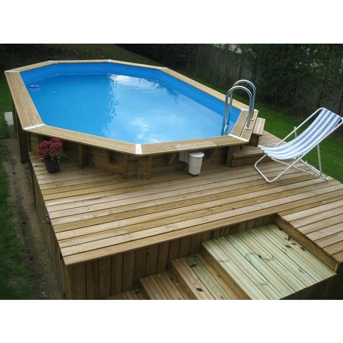 Piscine En Bois Octogonale Ubbink Azura 7,50 X 4,00 X 1,30 M - Liner Bleu – Image 4