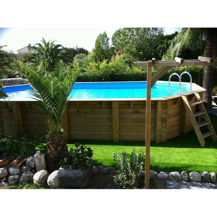 Piscine En Bois Octogonale Ubbink Azura 7,50 X 4,00 X 1,30 M - Liner Bleu – Image 2