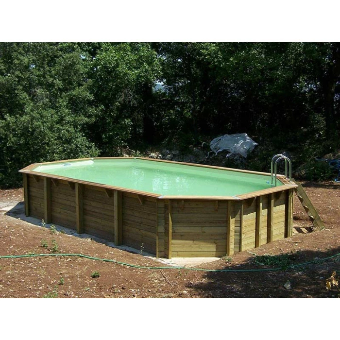 Piscine En Bois Octogonale Ubbink Azura 7,50 X 4,00 X 1,30 M - Liner Beige – Image 2