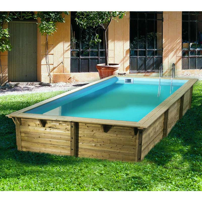 Piscine En Bois Rectangulaire Ubbink Azura 5,05 X 3,50 X 1,26 M - Liner Bleu – Image 2