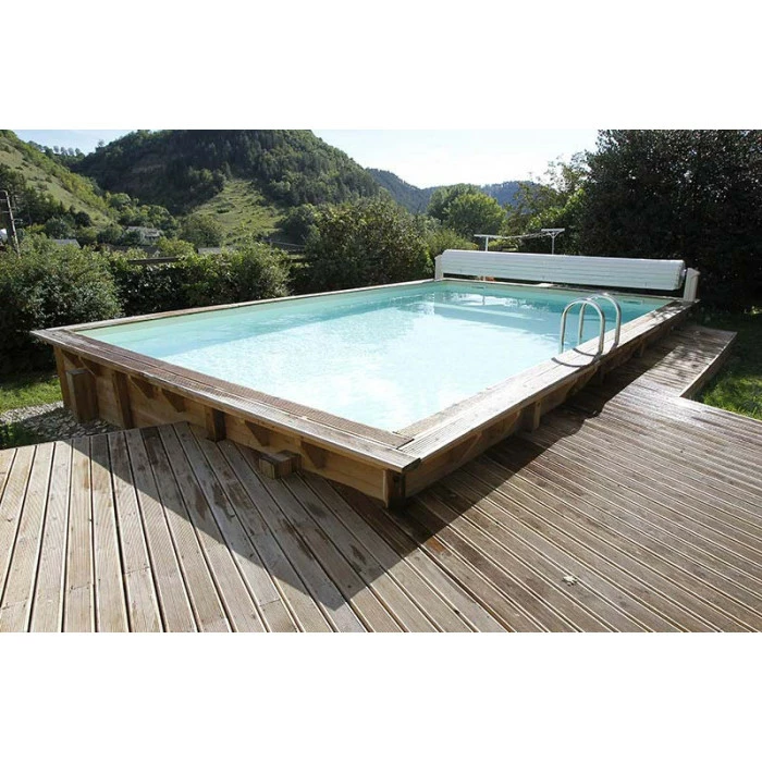 Piscine En Bois Rectangulaire Ubbink Linéa 8,00 X 5,00 X 1,40 M - Liner Beige – Image 2