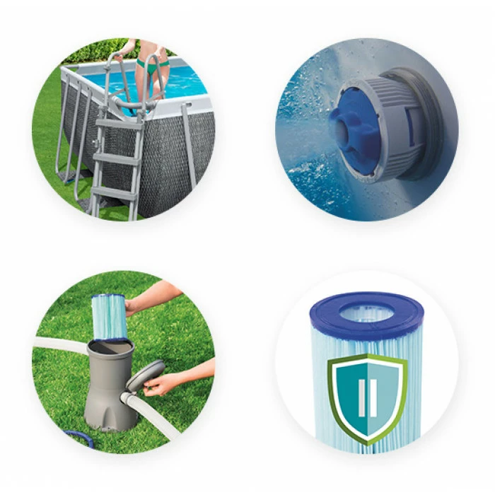 Piscine Tubulaire Rectangulaire Bestway Power Steel 4,12 X 2,01 X 1,22 Aspect Résine – Image 3