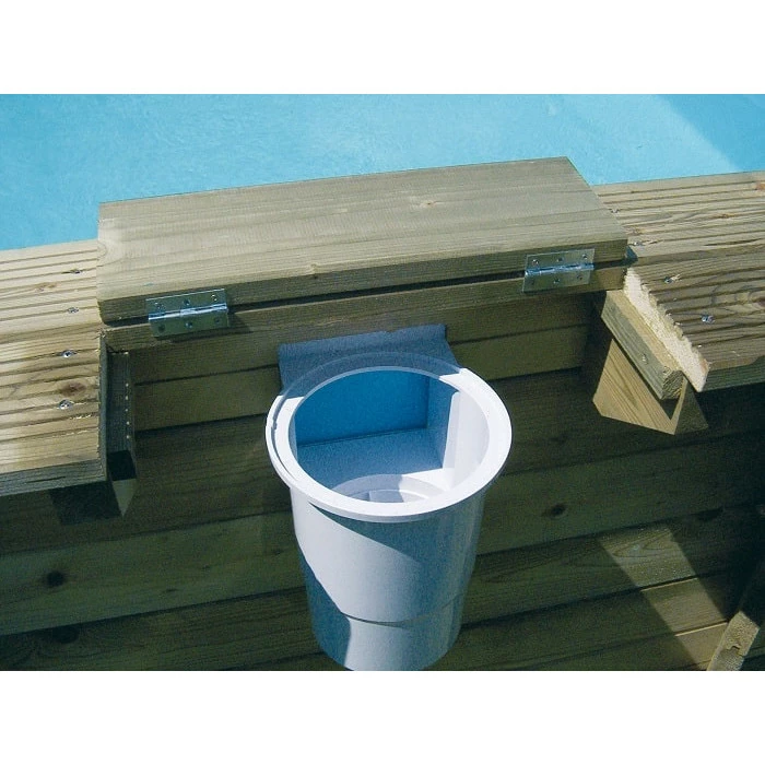 Piscine En Bois Hexagonale Ubbink Azura 4,10 X 1,20 M - Liner Bleu + Bâche à Bulles – Image 12
