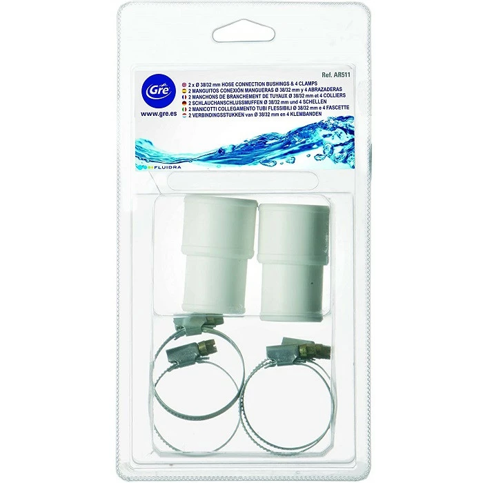 2 Manchons Pour Branchement Tuyaux + 4 Colliers Ø 38/32 Mm GRE – Image 2
