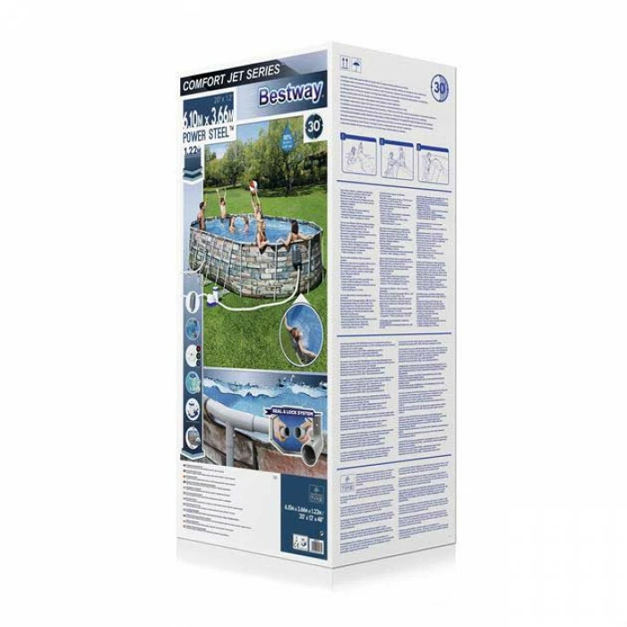 Piscine Tubulaire Ovale Bestway Power Steel Stone 6,10 X 3,66 X 1,22 – Image 3