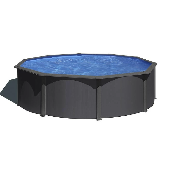 GRE Piscine Ronde Acier Gré Gris Anthracite - Ø 3,50 X 1,20 M
