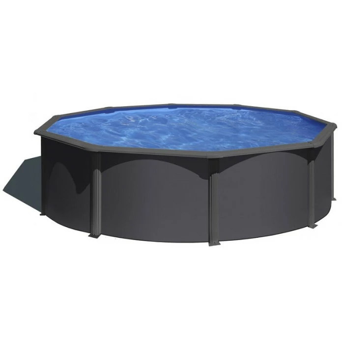 GRE Piscine Ronde Acier Gré Gris Anthracite - Ø 4,60 X 1,20 M