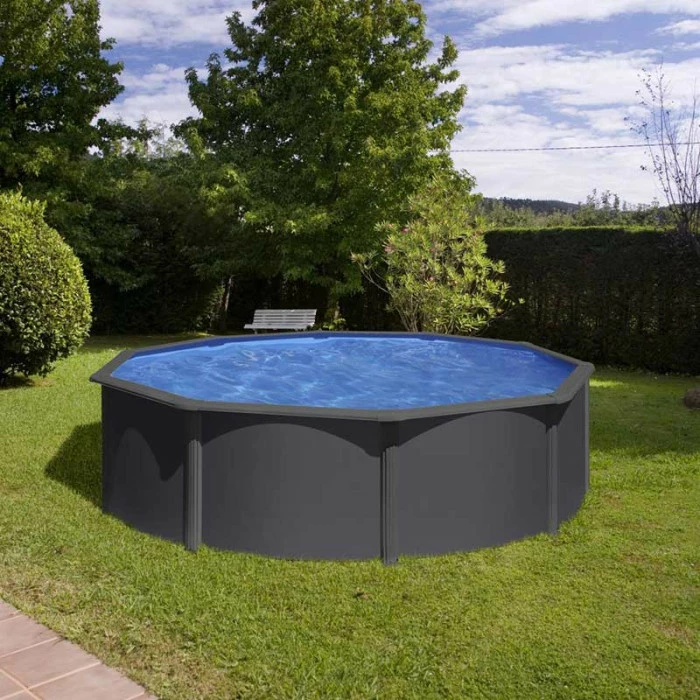 GRE Piscine Ronde Acier Gré Gris Anthracite - Ø 3,50 X 1,20 M – Image 4