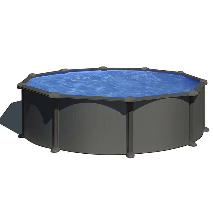 GRE Piscine Ronde Acier Gré Gris Anthracite 4,60 X 1,30 M