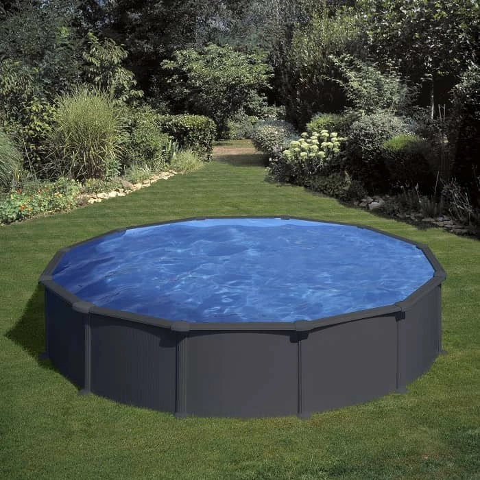 GRE Piscine Ronde Acier Gré Gris Anthracite 3,50 X 1,30 M – Image 2