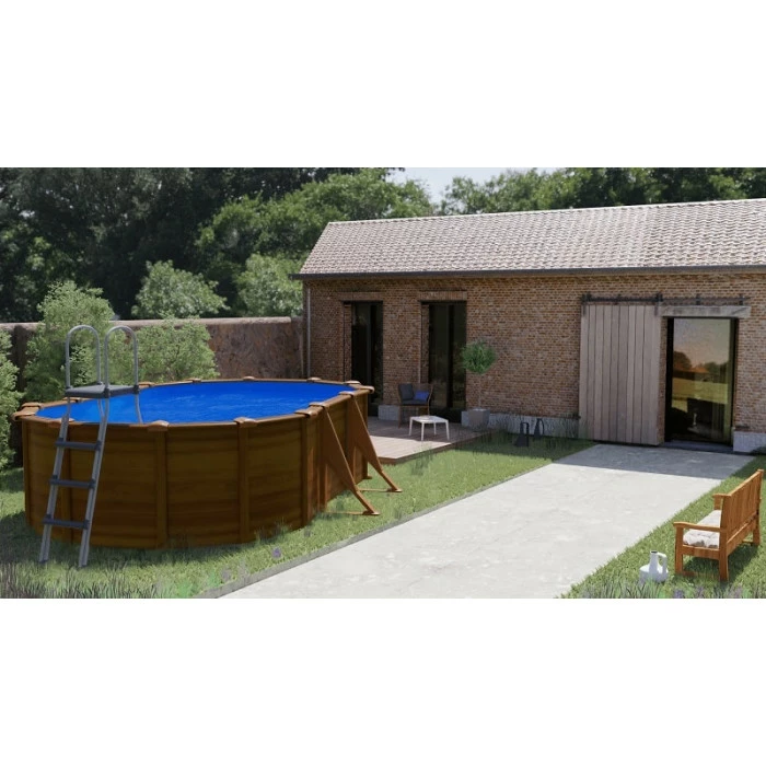 GRE Piscine Ovale Acier Gré Sicilia Imitation Bois - 5 X 3 X 1,20 M – Image 5