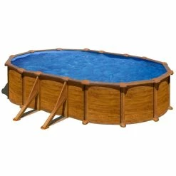 GRE Piscine Ovale Acier Gré Sicilia Imitation Bois - 5 X 3 X 1,20 M