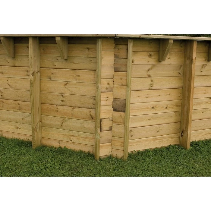 Piscine En Bois Hexagonale Ubbink Azura 4,10 X 1,20 M - Liner Bleu + Bâche à Bulles – Image 14