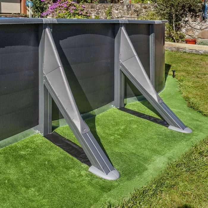 GRE Piscine Ovale Acier Gré Gris Anthracite - 7,30 X 3,75 X 1,32 M – Image 3