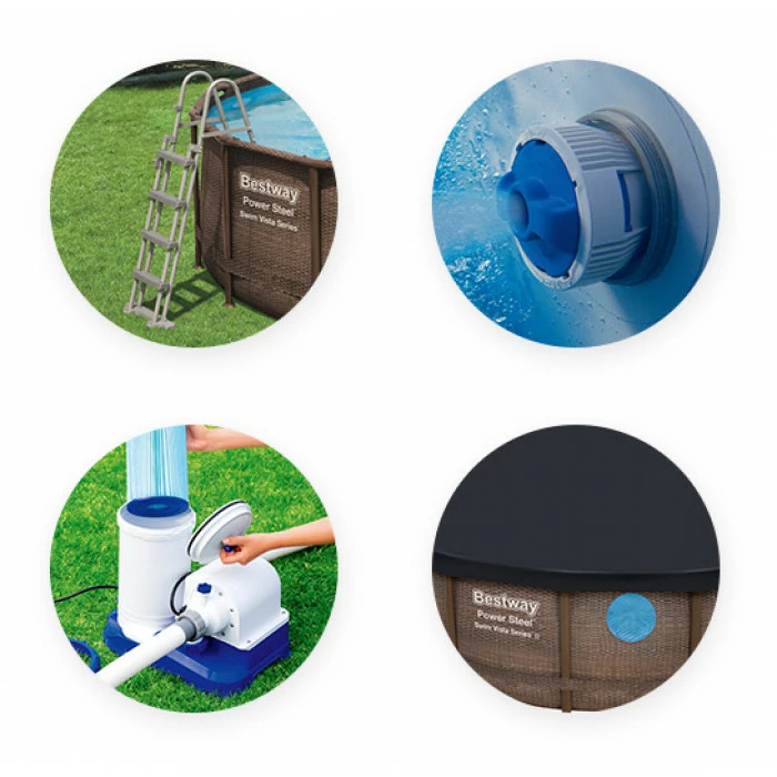 Piscine Tubulaire Ronde Bestway Power Steel Swim Vista 5,49 X 1,22 M – Image 3