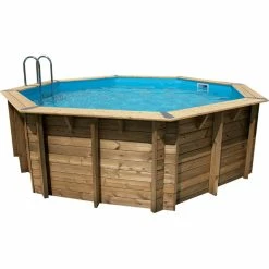 Piscine En Bois Octogonale Ubbink Océa 4,30 X 1,20 M - Liner Bleu