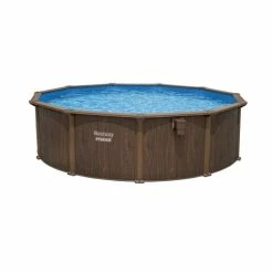 Piscine En Acier Bestway Hydrium Effet Bois Ø 4,90 X H 1,30 M