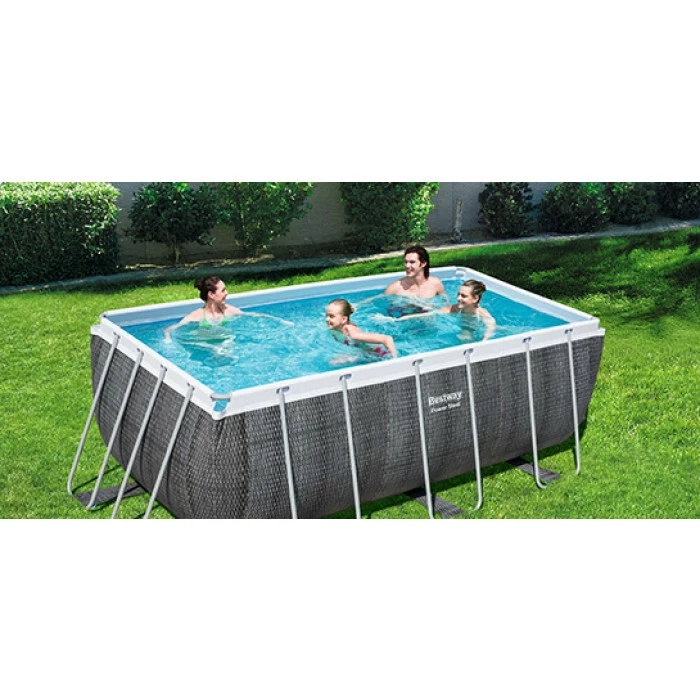 Piscine Tubulaire Rectangulaire Bestway Power Steel 4,12 X 2,01 X 1,22 Aspect Résine – Image 5