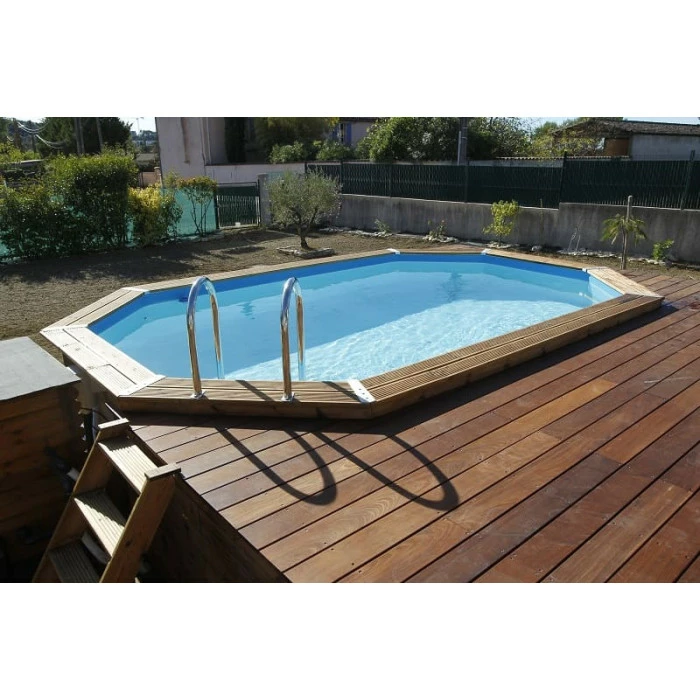 Piscine En Bois Octogonale Ubbink Azura 4,90 X 3,55 X 1,30 M - Liner Bleu – Image 2