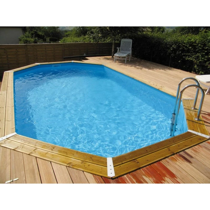 Piscine En Bois Octogonale Ubbink Azura 4,90 X 3,55 X 1,30 M - Liner Bleu – Image 3